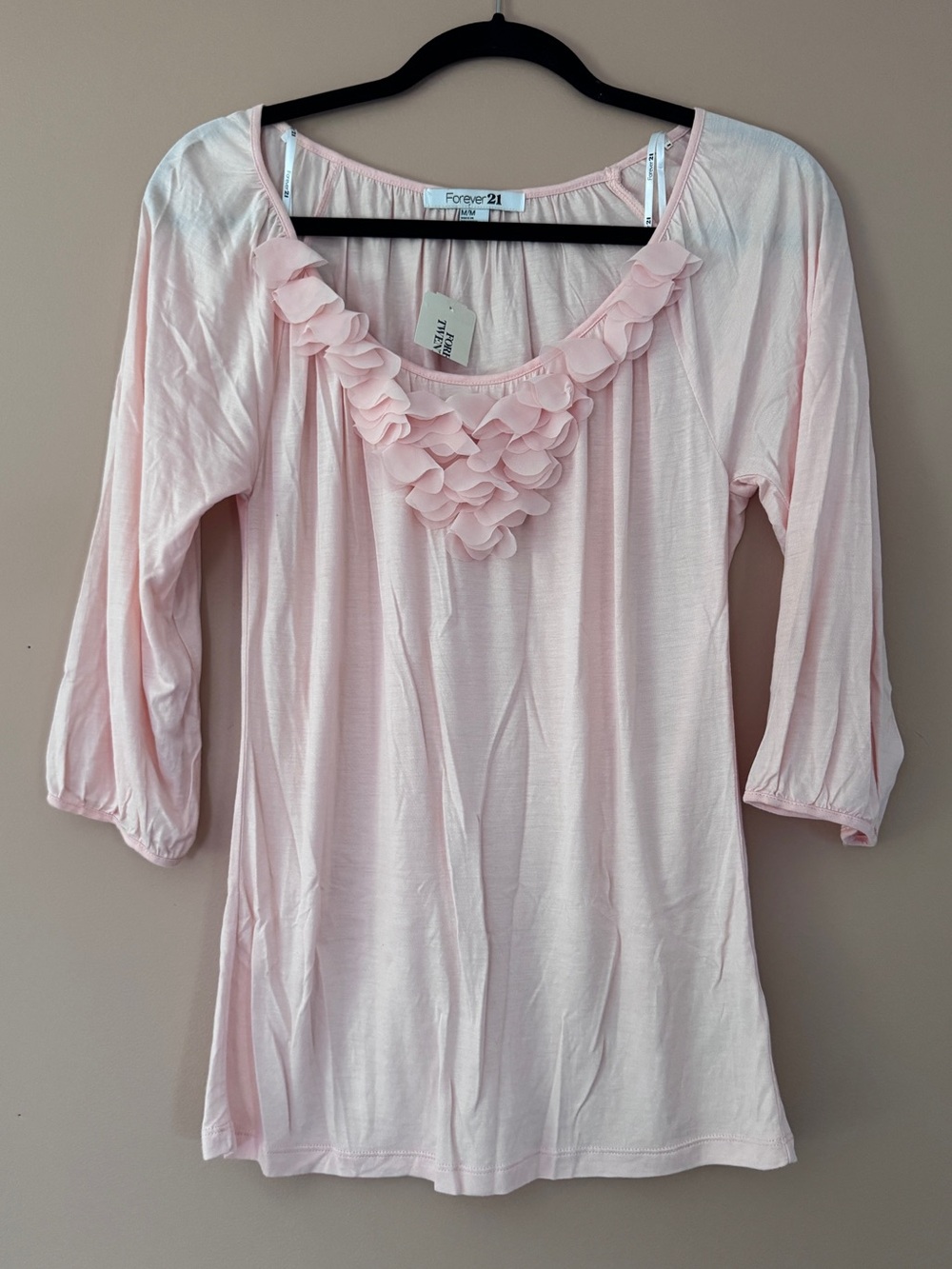 Light Pink Ruffle-Front Scoop Neck Tunic